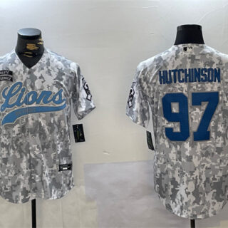 Men's Detroit Lions #97 Aidan Hutchinson 2024 Arctic Camo Salute To Service Stitched Baseball Jersey