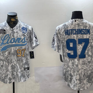 Men's Detroit Lions #97 Aidan Hutchinson 2024 Arctic Camo Salute To Service Stitched Baseball Jerseys