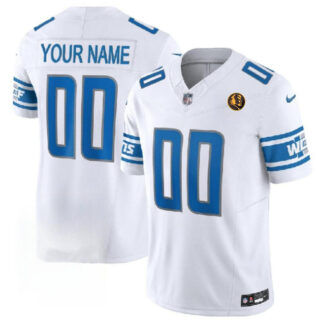 Men's Detroit Lions Active Player Custom White 2023 F.U.S.E. With John Madden Patch Vapor Limited Stitched Football Jersey