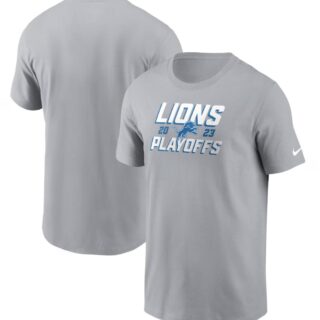 Men's Detroit Lions Gray 2023 NFL Playoffs Iconic T-Shirt