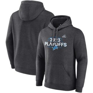 Men's Detroit Lions Heather Charcoal 2023 Playoffs Fleece Pullover Hoodie
