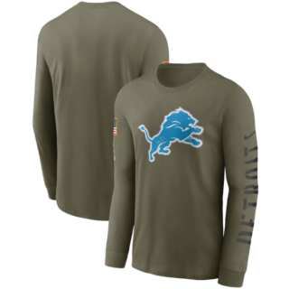 Men's Detroit Lions Olive 2022 Salute To Service Long Sleeve T-Shirt