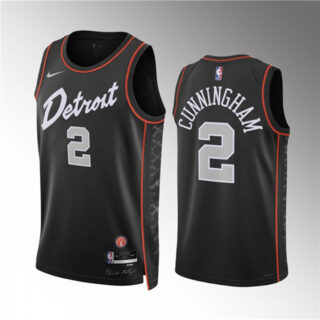 Men's Detroit Pistons #2 Cade Cunningham Black 2023-24 City Edition Stitched Basketball Jersey