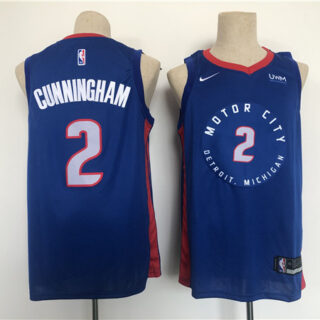 Men's Detroit Pistons #2 Cade Cunningham Navy Stitched Basketball Jersey