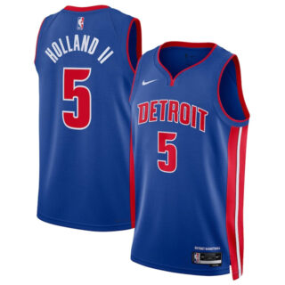 Men's Detroit Pistons #5 Ron Holland II Blue 2024 Draft Icon Edition Stitched Jersey