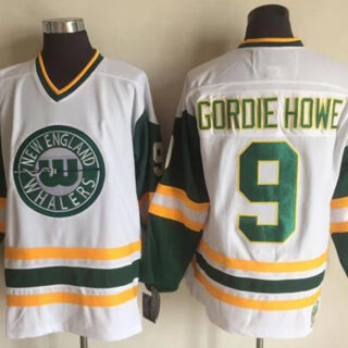 Men's Detroit Red Wings Hartford Whalers #9 Gordie Howe White Stitched Jersey