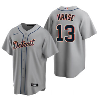 Men's Detroit Tigers #13 Eric Haase Grey Cool Base Stitched Jersey
