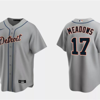 Men's Detroit Tigers #17 Austin Meadows Grey Cool Base Stitched Jersey