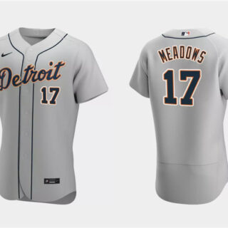 Men's Detroit Tigers #17 Austin Meadows Grey Flex Base Stitched Jersey