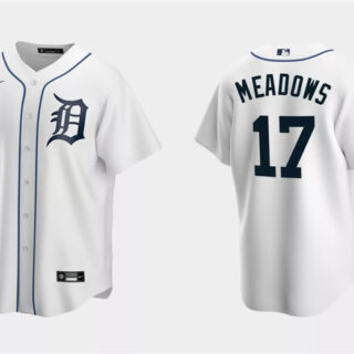 Men's Detroit Tigers #17 Austin Meadows White Cool Base Stitched Jersey