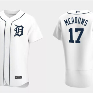 Men's Detroit Tigers #17 Austin Meadows White Flex Base Stitched Jersey