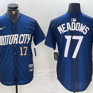 Men's Detroit Tigers #17 Parker Meadows 2024 Navy City Connect Cool Base Limited Stitched Jerseys
