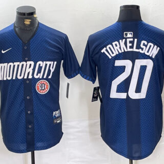 Men's Detroit Tigers #20 Spencer Torkelson 2024 Navy City Connect Cool Base Limited Jerseys