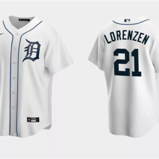 Men's Detroit Tigers #21 Michael Lorenzen White Cool Base Stitched Jersey