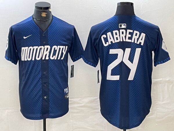 Men's Detroit Tigers #24 Miguel Cabrera 2024 Navy City Connect Cool Base Limited Stitched Jerseys