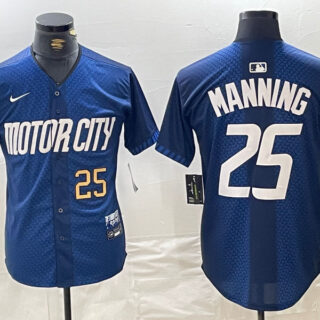 Men's Detroit Tigers #25 Matt Manning 2024 Navy City Connect Cool Base Limited Stitched Jerseys