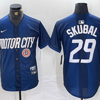 Men's Detroit Tigers #29 Tarik Skubal 2024 Navy City Connect Cool Base Stitched Limited Jerseys