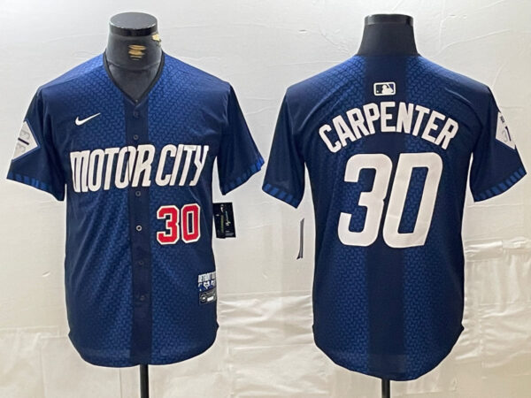 Men's Detroit Tigers #30 Kerry Carpenter 2024 Navy City Connect Cool Base Limited Stitched Jerseys