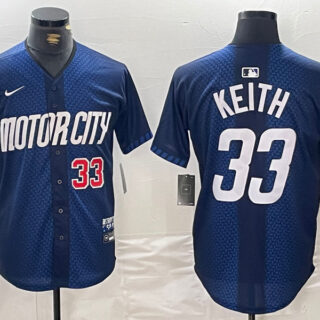 Men's Detroit Tigers #33 Colt Keith 2024 Navy City Connect Cool Base Limited Stitched Jerseys