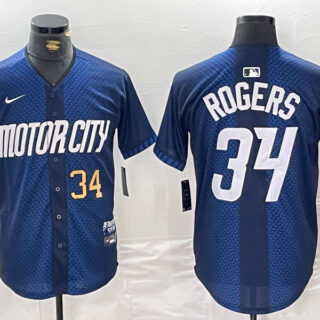 Men's Detroit Tigers #34 Jake Rogers 2024 Navy City Connect Cool Base Limited Stitched Jerseys