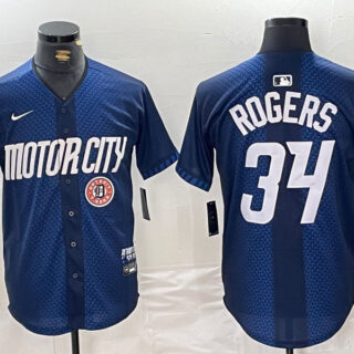 Men's Detroit Tigers #34 Jake Rogers 2024 Navy City Connect Cool Base Limited Stitched Jerseys