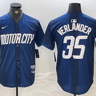 Men's Detroit Tigers #35 Justin Verlander 2024 Navy City Connect Cool Base Limited Jerseys