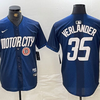 Men's Detroit Tigers #35 Justin Verlander 2024 Navy City Connect Cool Base Limited Jerseys