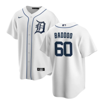 Men's Detroit Tigers #60 Akil Baddoo White Cool Base Stitched Jersey