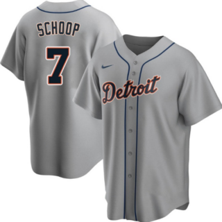 Men's Detroit Tigers #7 Jonathan Schoop Grey Cool Base Stitched Jersey