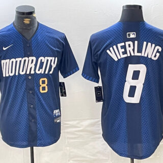 Men's Detroit Tigers #8 Matt Vierling 2024 Navy City Connect Cool Base Limited Stitched Jerseys