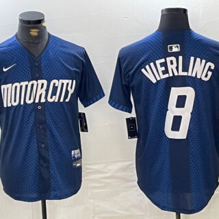 Men's Detroit Tigers #8 Matt Vierling 2024 Navy City Connect Cool Base Limited Stitched Jerseys