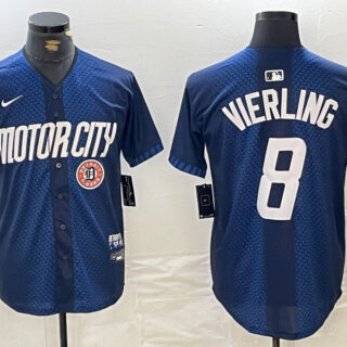 Men's Detroit Tigers #8 Matt Vierling 2024 Navy City Connect Cool Base Limited Stitched jerseys