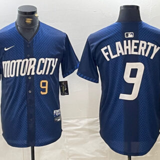 Men's Detroit Tigers #9 Jack Flaherty 2024 Navy City Connect Cool Base Limited Stitched Jerseys