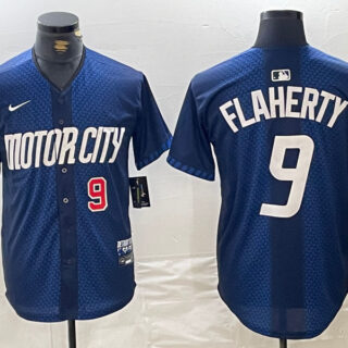 Men's Detroit Tigers #9 Jack Flaherty 2024 Navy City Connect Cool Base Limited Stitched Jerseys