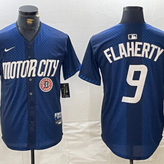 Men's Detroit Tigers #9 Jack Flaherty 2024 Navy City Connect Cool Base Limited Stitched Jerseys