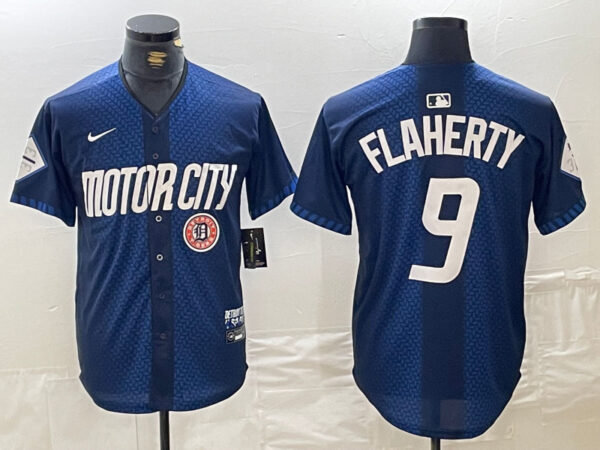 Men's Detroit Tigers #9 Jack Flaherty 2024 Navy City Connect Cool Base Limited Stitched Jerseys