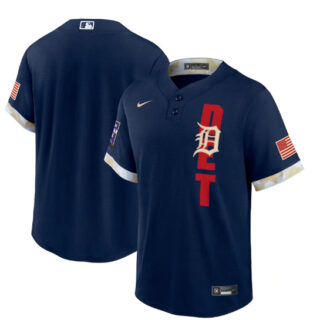 Men's Detroit Tigers Blank 2021 Navy All-Star Cool Base Stitched MLB Jersey