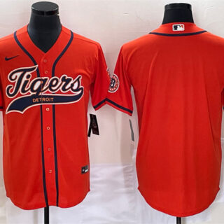 Men's Detroit Tigers Blank Orange Cool Base Stitched Baseball Jersey