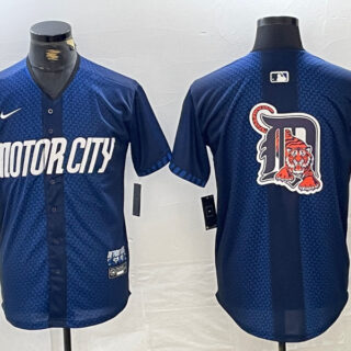 Men's Detroit Tigers Team Big Logo 2024 Navy City Connect Cool Base Limited Stitched