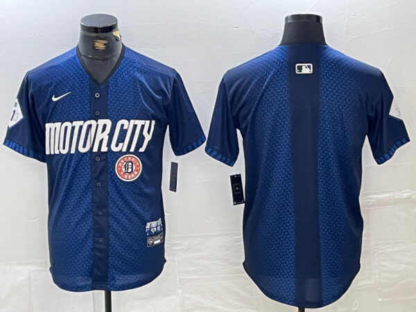 Men's Detroit Tigers Team Big Logo 2024 Navy City Connect Cool Base Limited Stitched Jerseys