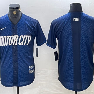 Men's Detroit Tigers Team Big Logo 2024 Navy City Connect Cool Base Limited Stitched Jerseys