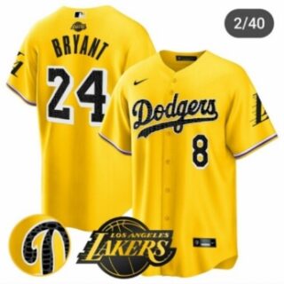 Men's Dodgers #24 Bryant Yellow Cool Base Mamba Jersey V2