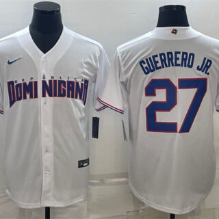 Men's Dominican Republic Baseball #27 Vladimir Guerrero Jr. 2023 White World Baseball Classic Stitched Jersey