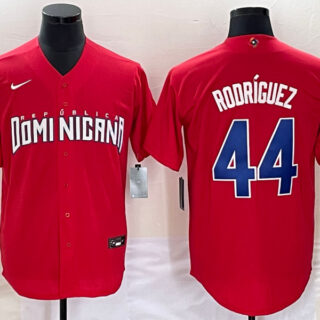 Men's Dominican Republic Baseball #44 Julio Rodríguez 2023 Red World Baseball Classic Stitched Jersey