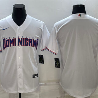 Men's Dominican Republic Baseball Blank 2023 White World Baseball Classic Replica Stitched Jersey