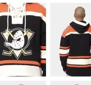 Men's Ducks Lace-Up Black Pullover Hoodie