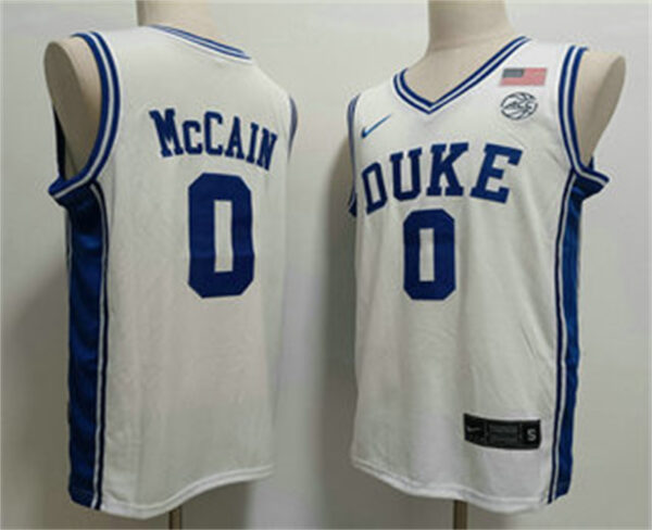 Men's Duke Blue Devils #0 Jared McCAIN White College Basketball Jersey