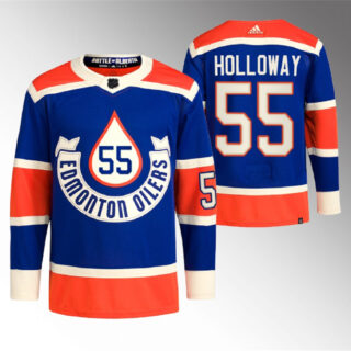Men's Edmonton Oilers #55 Dylan Holloway 2023 Royal Heritage Classic Primegreen Stitched Jersey