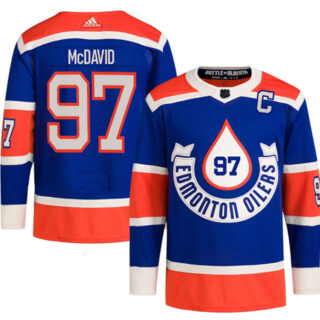 Men's Edmonton Oilers #97 Connor McDavid 2023 Royal Heritage Classic Primegreen Stitched Jersey
