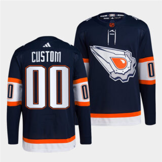 Men's Edmonton Oilers Custom Navy 2022-23 Reverse Retro Stitched Jersey